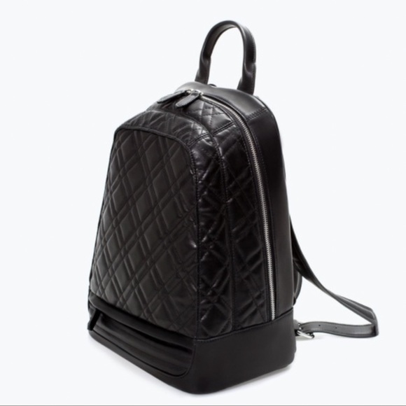 Zara Bags Zara Faux Leather Black Quilted Backpack Poshmark